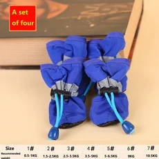 4PCS 작은 개 신발 하이킹 부츠 방수 중간 슬리퍼 강아지 XGX01, 05 4-(3.5-5KG), 02 Blue