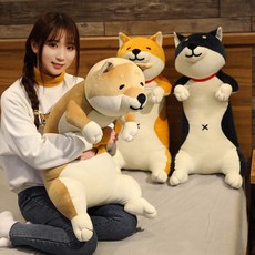 秋田犬柴犬黑柴犬狗狗人型抱枕 羽絨棉陪睡抱枕, 貓咪C,90公分