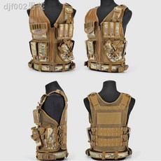戰術背心多功能防刺服網狀透氣夏季馬甲 軍迷CS野戰戶外防彈衣防護, CP迷彩, 1個