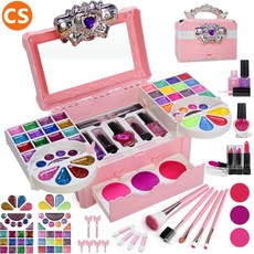 프린세스 크라운 핑크 71피스 리얼 어린이 화장품 세트 메이크업 아이섀도우 립글로스 등 생일 크리스마스 조카 선물, 1개