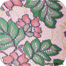 dklace 레이스 원단모음 / 원단레이스 60934 나염 레이스원단 폭 145cm 4 color, Green(1yd_90cm), 1개