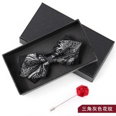 領結男結婚婚禮新郎伴郎紅色西裝襯衫英倫兄弟團韓式蝴蝶結女禮盒三角灰色花紋領結+禮盒【送玫瑰胸花】默认颜色