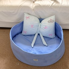 강아지방석 추천 강아지침대 반려동물소파 소형견용 침구 긁힘방지 내구성 뛰어난 안정감 제공 소파형 디자인, 1개, 애완동물 구멍 - 해염 데님