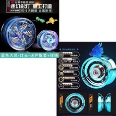 臺灣-出貨【新款熱銷】兒童髮光悠悠球金屬溜溜球自動迴收式男孩閤金耐摔六一節禮物玩具 MZEW, 藍魂獸皇魄【合金七彩炫光】+藍色合金加重, 1個