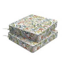 Melody Elephant 야외 의자 쿠션 2개 세트 50.8 x 10.2cm(20 20 4인치) 탈착식 커버가 있는 방수 파티오 시트 쿠션 고리버들 소파 가구용 전, 페이즐리 보태니컬, 20"x18"x4"