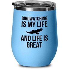 버딩 블루 에디션 와인 텀블러 12온스 새 관찰은 내 인생 먹이통 뒷마당 관찰자 선물 관찰 애호가