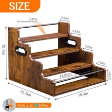 多層木質酒水架家用廚房調料收納架實木階梯式展示置物架, 1個, 四層