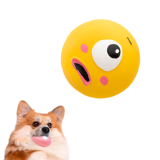 댕냐르트 강아지 삑삑이 라텍스 공 3가지 색상과 표정, 1개, 옐로우(KD72)