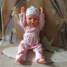 실리콘 아기 인형 교육용 신생아 모형 돌봄 연습 가정 학습용 인형, 음성 기능 없음, 52cm완전접착식여성의류(분홍색승려복)