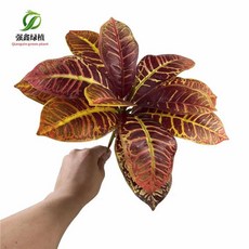인공 크로톤 식물 나무 색상 잎 가짜 단풍 결혼식 집 사무실 장식, [16] 15 leaves red, 1개