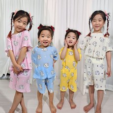 여름 캐릭터 흰둥이 냉감 아동 주니어 플리츠 홈웨어 파자마 반팔 잠옷세트 A44