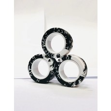 손가락 자석 반지 피젯 장난감 세트 성인 스피너 링 스트레스 해소 불안 완화 치료 3 개, [18] Black Graffiti, Black Graffiti