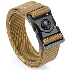 全閤金休閒彈力帆布戰術腰帶男軍迷用作訓戶外工裝布褲帶保安皮帶, 狼棕色-(尼龍), 1個