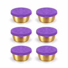 [엘리펀트] 40ml 골드 스테인리스 소스컵 실리콘 무늬뚜껑 포함 미니 양념 소스 보관용 6P세트, 라일락 퍼플 (6P 단색세트), 6개
