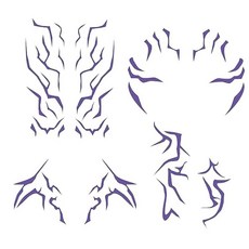 Anime Purple Temporary Tattoos Cosplay Tattoo Stickers Dress Up Party Makeup Body Art Prop Accesso, 4 PCS