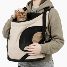 마스터스토리 어깨 안아픈 강아지 앞가방 고양이 이동장 백팩 메쉬형 반려동물 프론트백 슬링, 1개, 베이지 1개, 베이지
