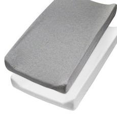 어니스트베이비 코튼 체인징 패드 커버 점보 세이지 원 사이즈, 15 Gray Heather, One Size