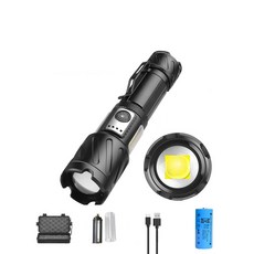 마이로드 충전식 LED 후레쉬 해루질 써치라이트 자전거랜턴 XHP90+26650 +보관케이스 배터리 홀더 케이블 리튬이온충전지, XHP90+S26650배터리 패키지, 1개