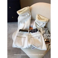 비 펑화이트 기모 데님 팬츠