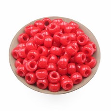 밝은 멀티컬러 원형 아크릴 비즈 지름 9mm 구멍 3.5mm, 레드, 115개