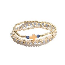 SCRDPRAD 다채로운 크리스탈 비즈 크로스 팔찌 여성용 종교적인 십자가 스트레치 팔찌 기독교 생일 부활절 추수감사절 크리스마스 선물 주얼리 M 아크릴 보석 없음