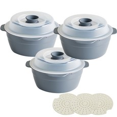 이지앤프리 스팀쿡 찜기 전자레인지용기 650ml 소, 그레이, 3개