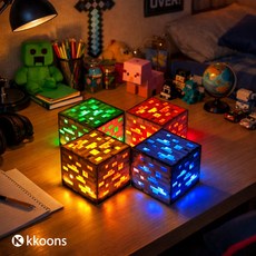 마인크래프트 광물 스톤 조명 마크 충전식 무드등, 스톤충전식무드등 그린