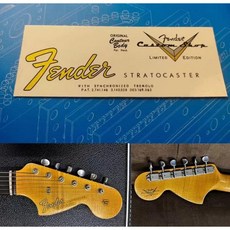 2개 세트 펜더 커스텀 샵 일렉트릭 기타 헤드 로고 워터 트랜스퍼 프린팅 상표 스티커 제거 가능한 필름 ST66ST67, 2개 세트 펜더 커스텀 샵 일렉트릭 기타 헤드 로고 워