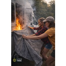 Outdoor Tribe 急救防火毯 150x180cm 滅火毯 滅火罩, 灰色, 1個