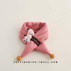 목도리 머플러 겨울 가을 보온 방풍 귀여운 아동 넥워머, 핑크