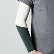 NLS冰絲涼感防曬袖套：運動袖套、抗UV袖套，自行車騎行袖套，多款可選, 米色拼墨綠,L, 1個