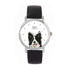 Toff London 토프 런던 TLWS-21298 여성용 흑백 보더 콜리 강아지 머리 시계 636262