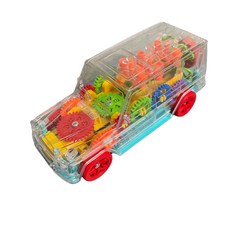 透明齒輪電動玩具車 聲光燈光 益智汽車玩具, 1個, 齒輪吉普車