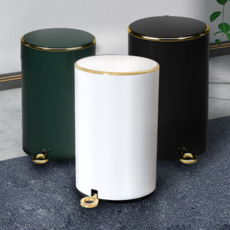 무소음 페달 휴지통 인테리어 쓰레기통, 블랙, 8L