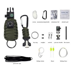 應急求生傘繩工具包 戶外登山野營垂釣 多功能工具, 軍綠, 1個