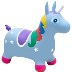 青春彩繪風 加厚優質大款跳跳馬 兒童充氣玩具 坐騎PVC跳跳馬 跳跳精靈, 1個, 藍色（配氣筒）