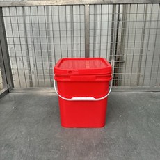 新品 發票含稅方形塑料桶帶蓋四方桶5/6/12/20/25陞大桶垃圾桶加厚全新料包裝桶釣魚桶食品級方形帶蓋水桶, 12陞紅方桶塑料提手, 1個