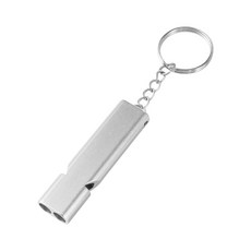 鋁合金雙頻求生口哨 求生哨 救生哨 求救哨 口哨 哨子 登山哨子 求生哨子 求救哨 防狼 防身 訓練哨 高分貝哨子, 銀, 1個