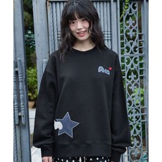 엠블러 AMBLER Angel of the Stars 아플리케 자수 맨투맨 티셔츠 AMM1309 블랙