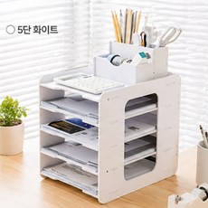 디모어 멀티 책상정리 A4 서류정리 수납함 세로형, 5단, 화이트