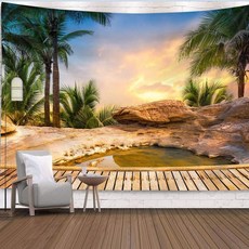 초대형 패브릭 포스터 인테리어 바다 벽 야자수 해변 천 카페 매장, 3. 2.3x1.8m, 2. 해변 02호, 1개