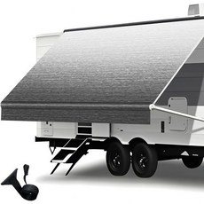 RV 차양천 교체용 프리미엄 4겹 18.5온스 비닐 천 캐노피용 전기 및 수동 캠퍼 차양에 적합한 범용 맞춤형 18피트천 172" 솔리드 블랙, 18FT(Fabric 17'2"), Black Fade