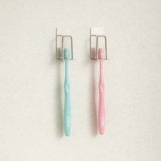 타니아홈 물고임없는 304 올 스텐 무타공 칫솔걸이 세트, 실버, 2개