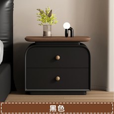 中古風創意設計感小衆牀頭櫃實木小型臥室輕奢高級感黑色收納櫃子, 【P1實木+貓抓皮】黑色:40X40X50CM