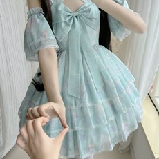 喵嗚巫 夢幻泡泡洛麗塔JSK吊帶連衣裙，夏日軟妹貝殻Lo裙，可愛甜美風