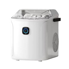 桌上型製冰機 6-8分鐘快速製冰 UV淨冰 約12KG/24H大產量, (白)提手燈光款