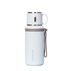 보온병 텀블러 316스테인리스 컵 뚜껑 스트랩 보냉, 1개, 600ml, 화이트