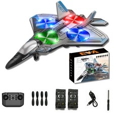 어린이 드론 초보자용 RC 미니 전투기 4모터 고출력 20분 비행 간편조작 LED 4축 EPP, 모듈형 배터리 2개/블루, 1개