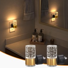 벽에 NIORSUN 조명 플러그 3 CCT 및 5 밝기 레벨이 있는 희미한 조명에 슬림 릴 계단 복도 욕실 금색 2팩의 자동 황혼에서 새벽까지의 센서, Gold, 6 Pack