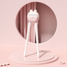 兒童虎口訓練筷 卡通幼兒餐具, 萌萌兔粉色單筷裸裝無指環, 1個